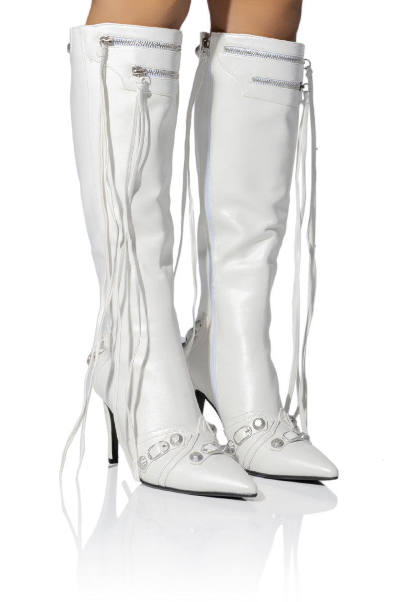 AZALEA WANG JUST FOR YOU STILETTO BOOT IN WHITE Product Image