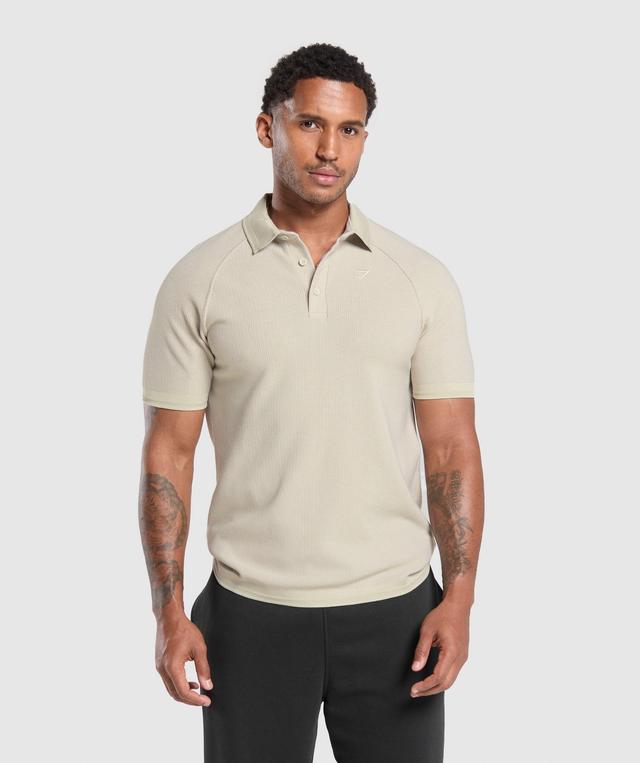 Gymshark Waffle Polo Shirt - Pebble Grey Male Product Image