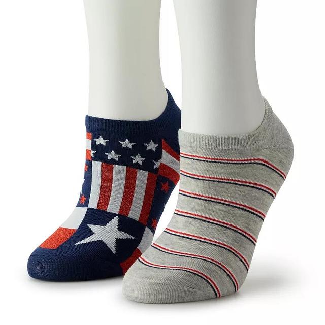 Womens Patriotic 2-pk. No Show Socks Blue Stripe Product Image