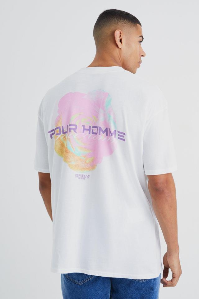 Oversized Pour Homme Rose Graphic T-shirt | boohooMAN USA Product Image