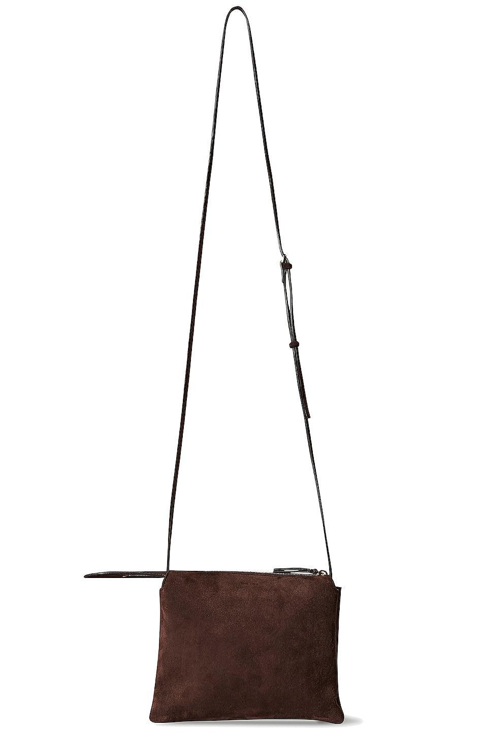 The Row Nu Mini Twin Suede Crossbody Bag in Brown Product Image