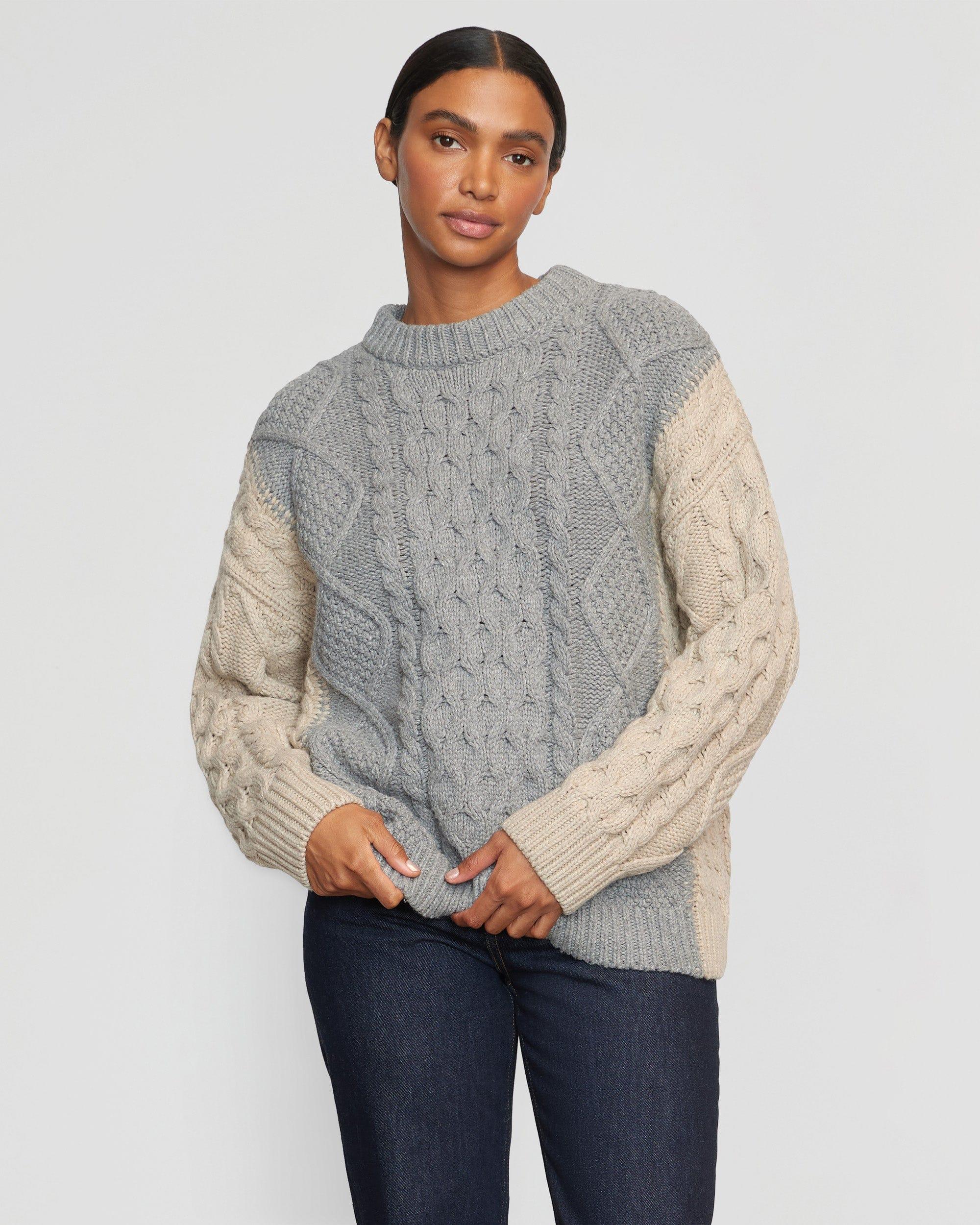 Dassie Oversized Color-Block Cable Sweater Product Image