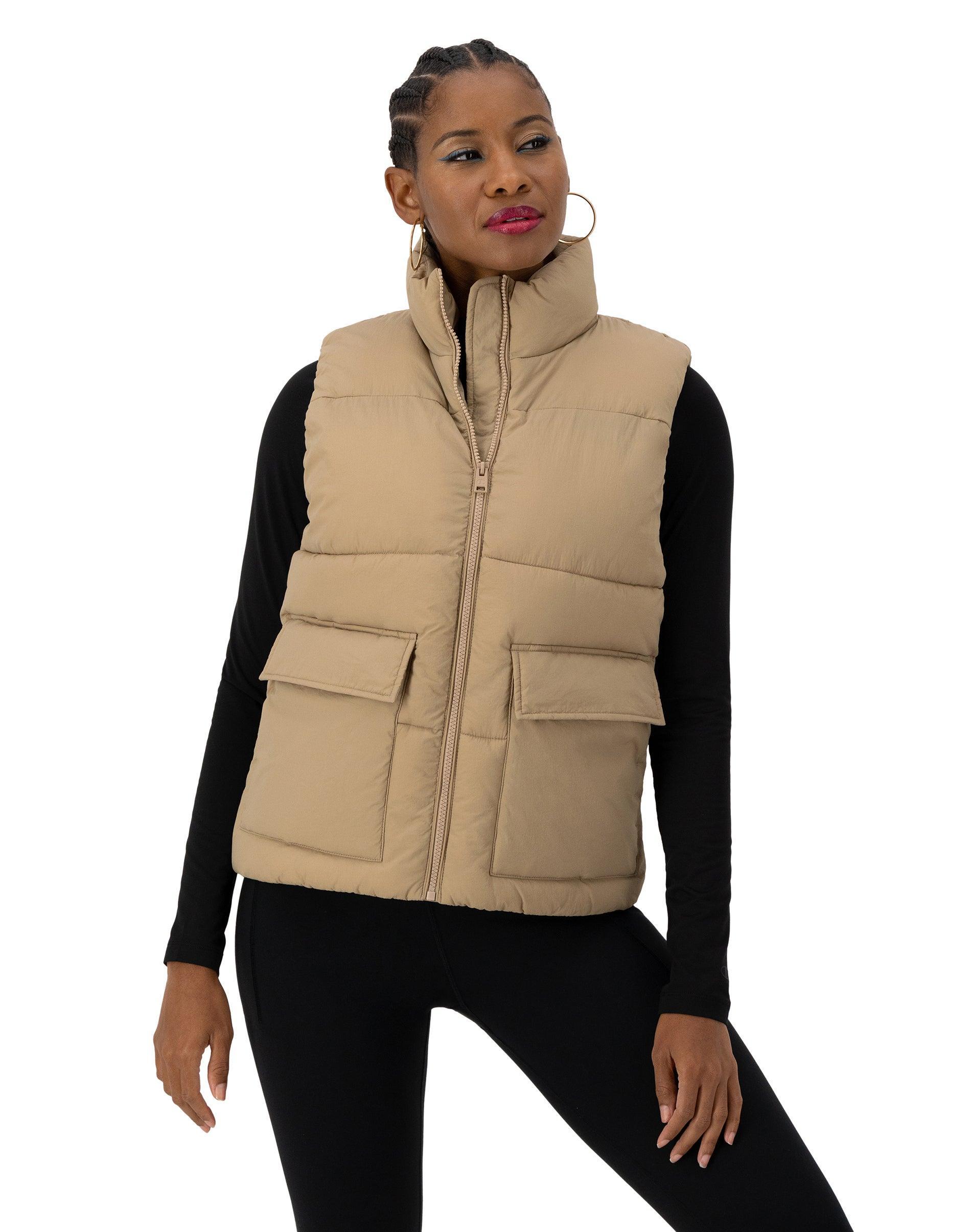 Womens Champion Woven Utility Puffer Vest, C Logo Black S Product Image