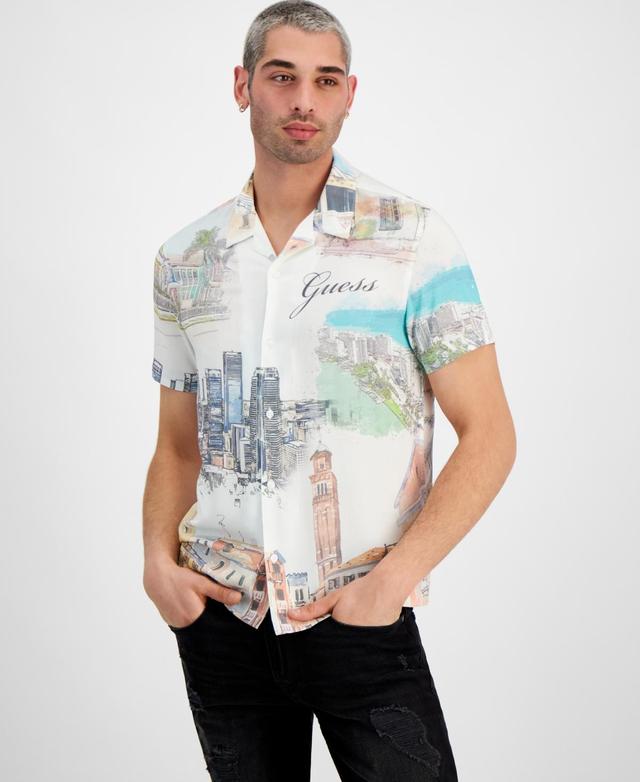 Guess Mens Regular-Fit Riviera Graphic Shirt Product Image