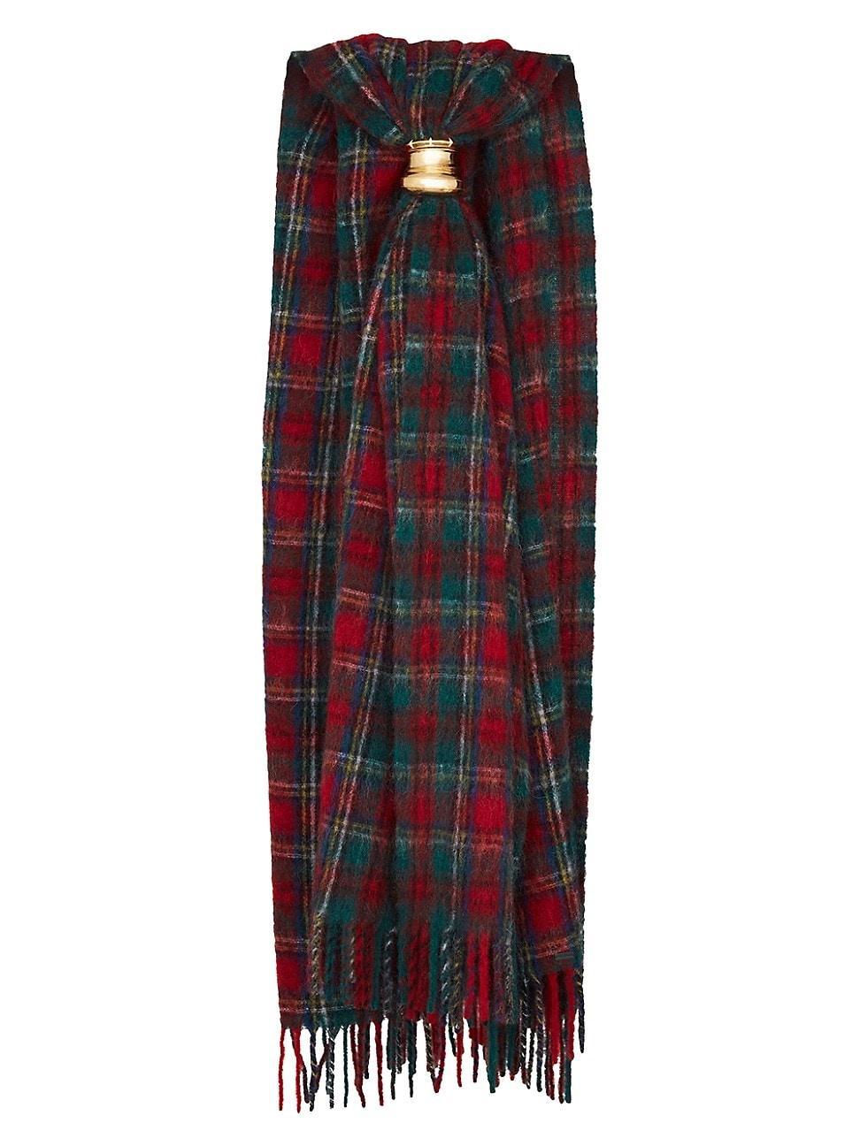 Womens Extra Long Scarf In Tartan Alpaca, Wool And Mohair product image