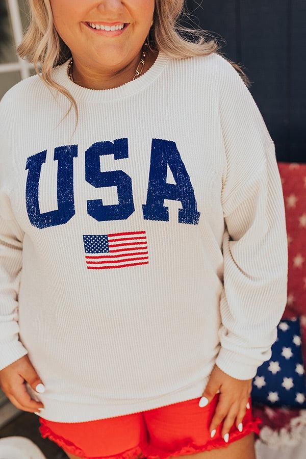 USA Ribbed Sweatshirt Curves Product Image