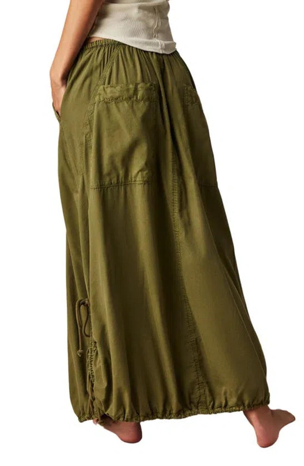 FREE PEOPLE Picture Perfect Parachute Maxi Skirt In Avocado Tree 2 Product Image