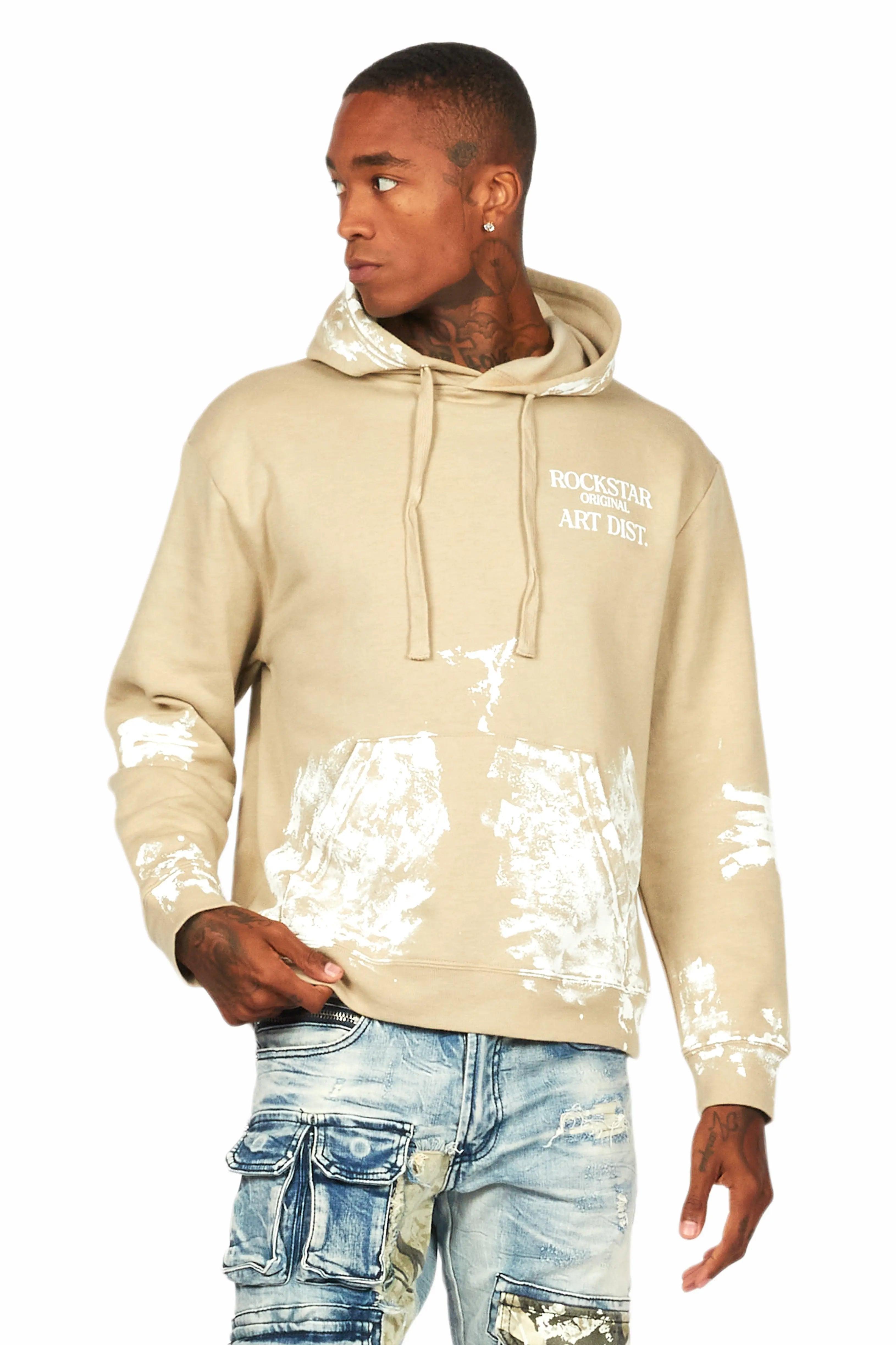 Filip Oatmeal Graphic Hoodie Male Product Image