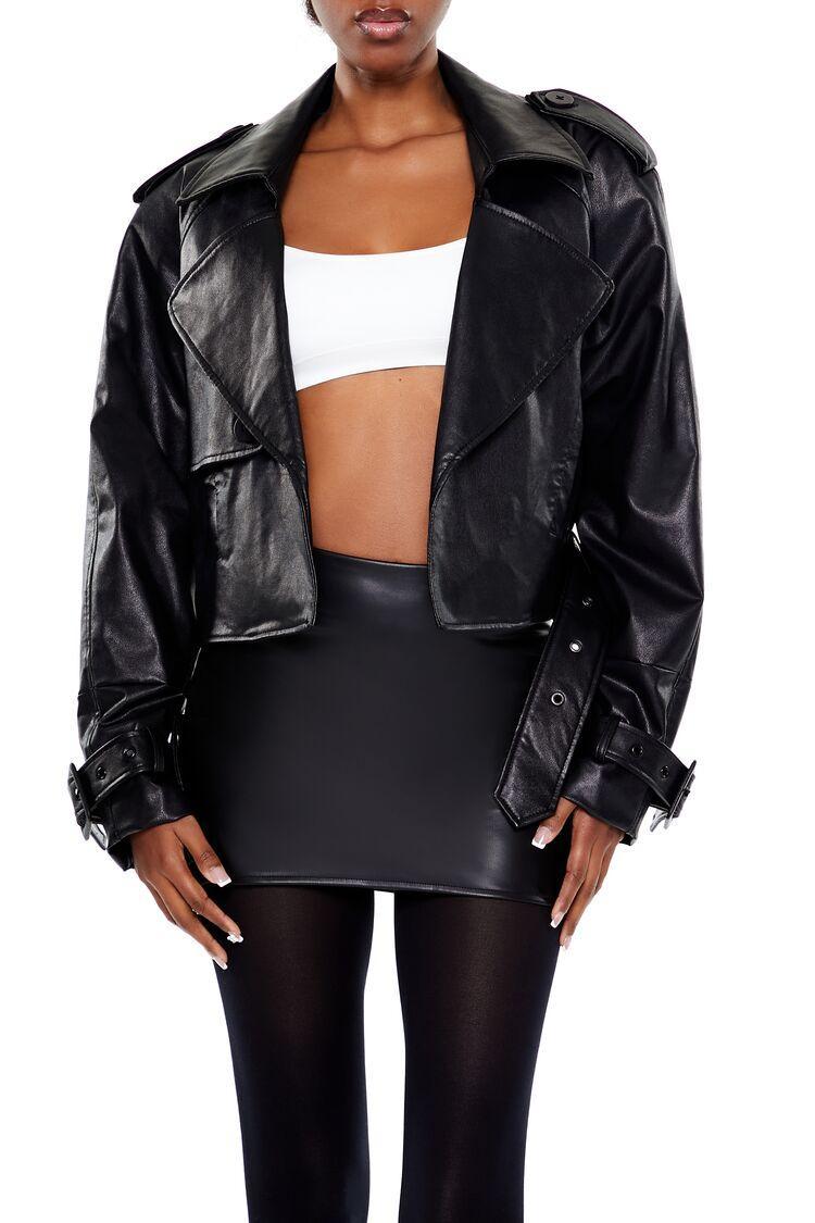 Cropped Faux Leather Jacket | Forever 21 Product Image