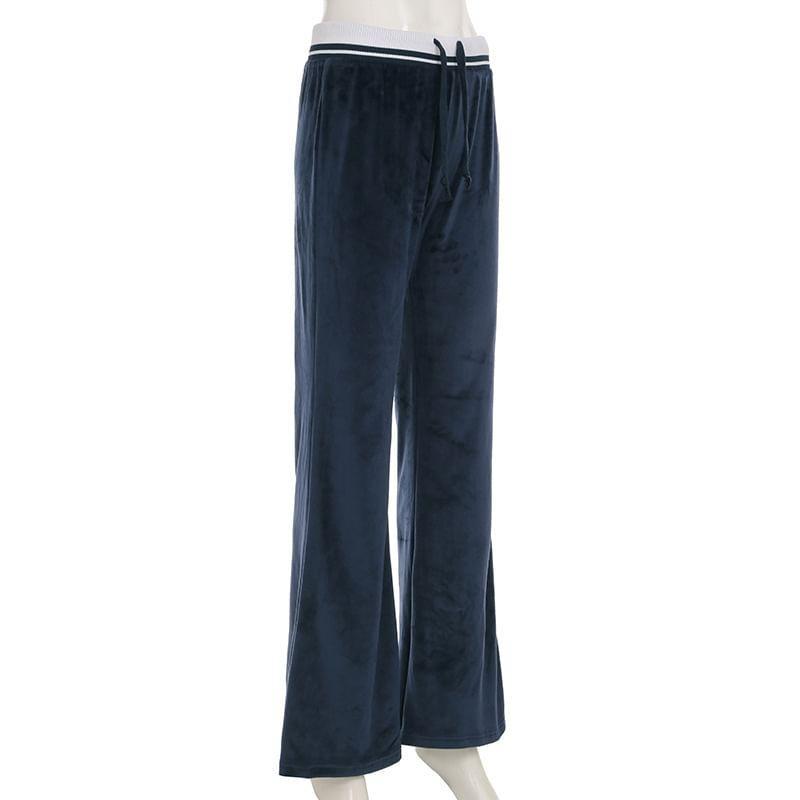 Low Waist Plain Wide Leg Sweatpants Product Image