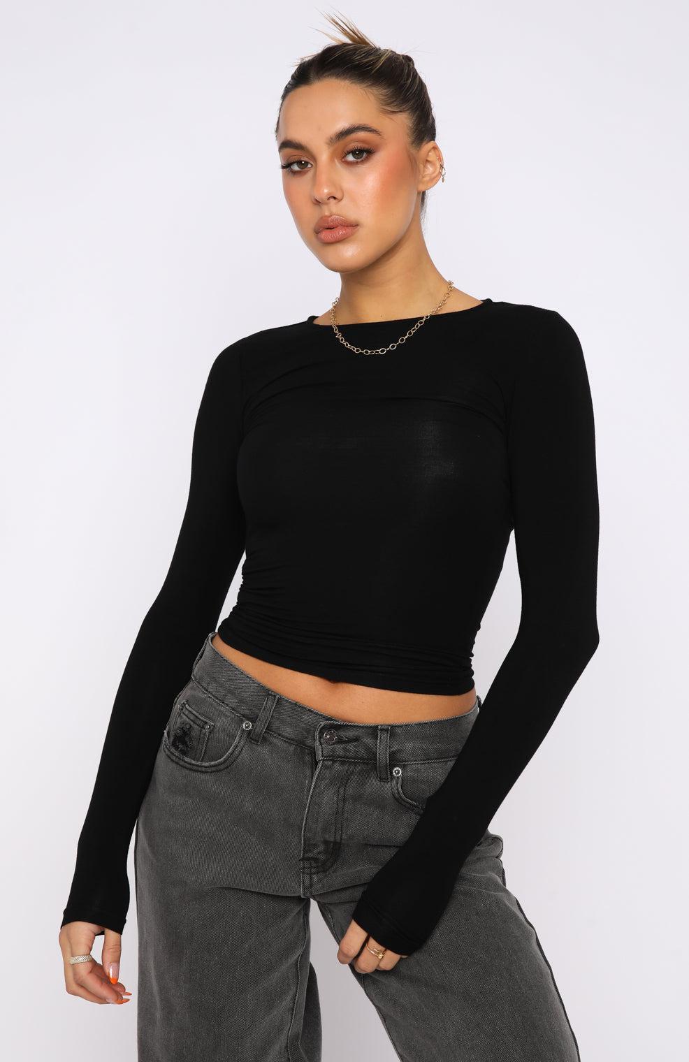 Only For Tonight Long Sleeve Top Black Product Image