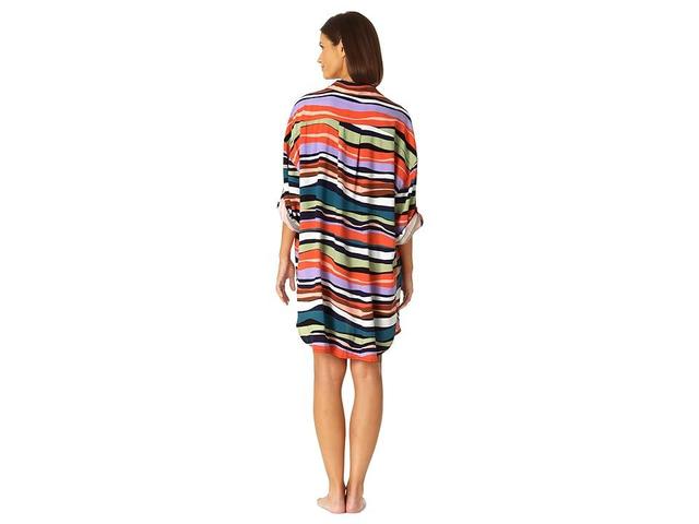 Anne Cole Boyfriend Button-Down Cover-Up Shirt (Multicolor) Women's Swimwear Product Image