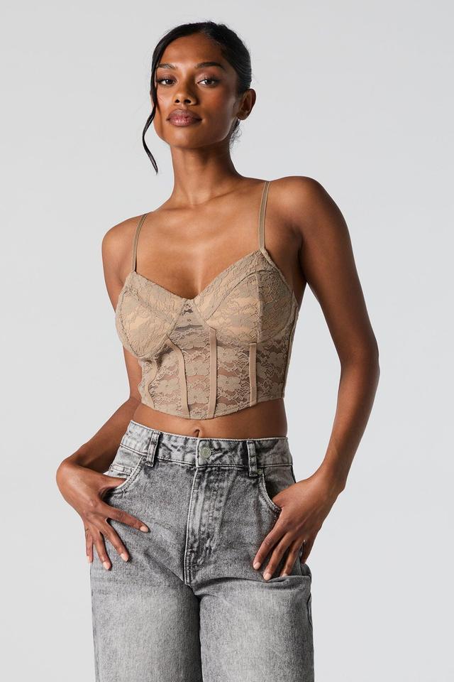 Floral Lace Cropped Corset Cami Female Product Image