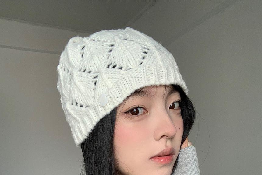 Plain Perforated Knit Beanie Product Image