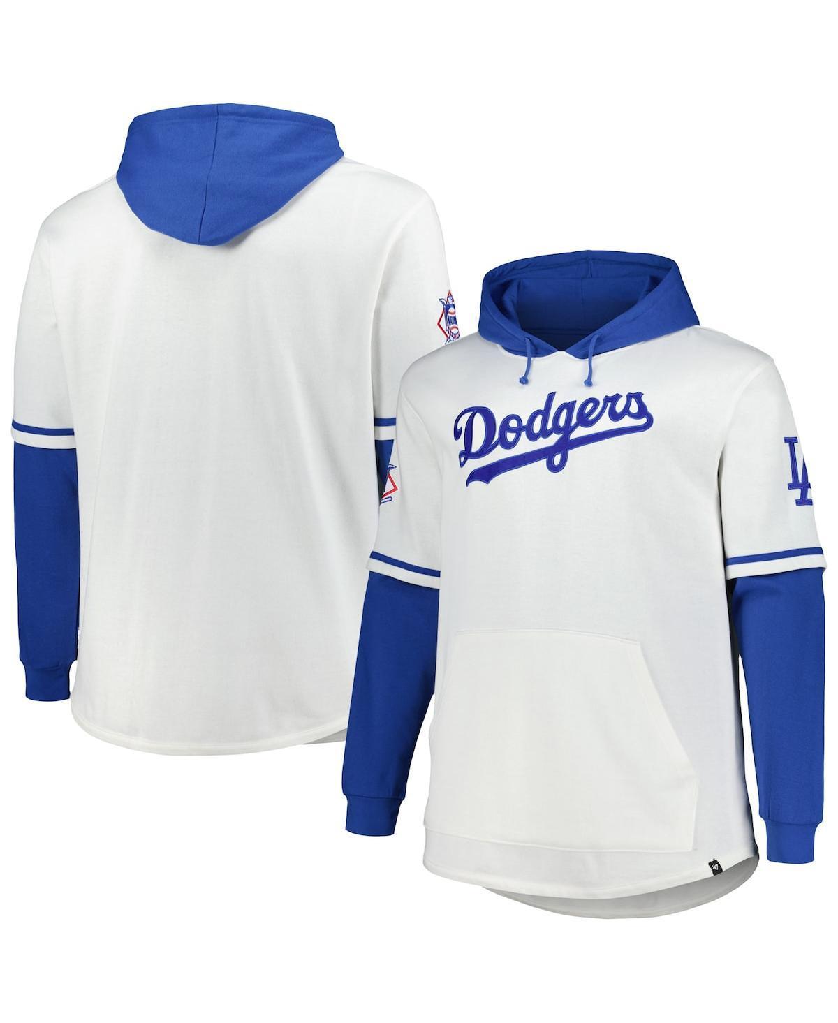 47 Brand Mens White Los Angeles Dodgers Big Tall Trifecta Shortstop Pullover Hoodie - White, Royal Product Image