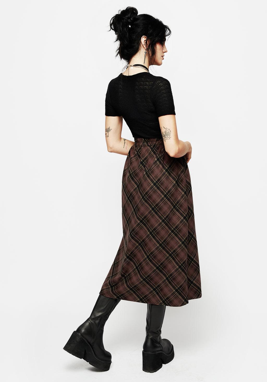 Hickory Check Midi Skirt Product Image