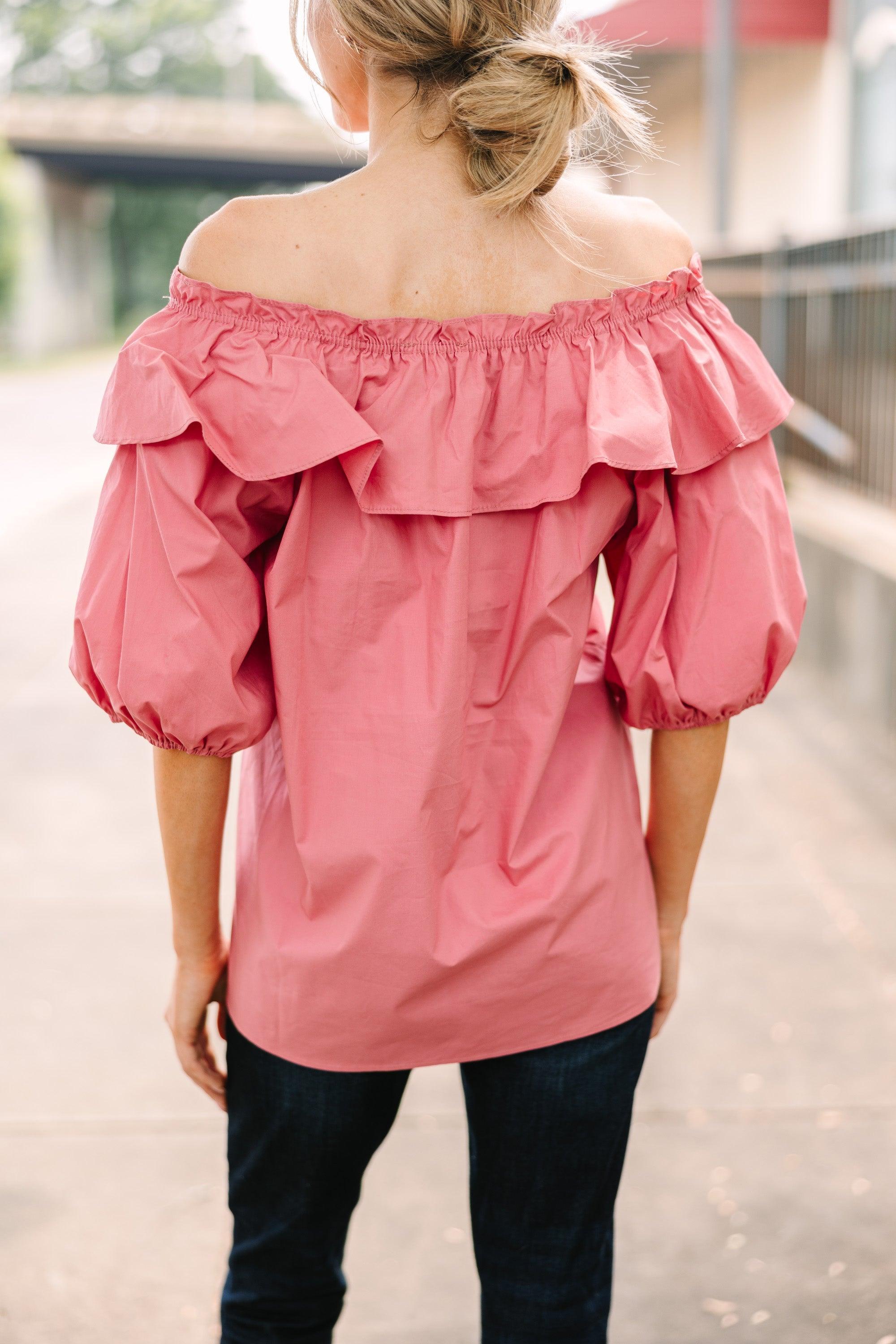 Dreaming Of You Deep Blush Pink Ruffled Blouse Female Product Image