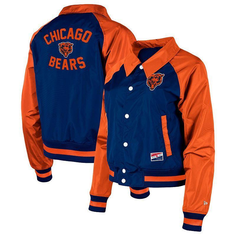 Womens New Era Chicago Bears Coaches Raglan Full-Snap Jacket Blue Product Image