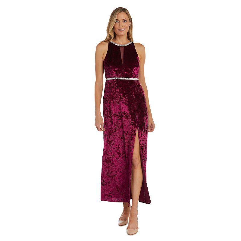 Womens R&M Richards Split Velvet Evening Gown Red Product Image