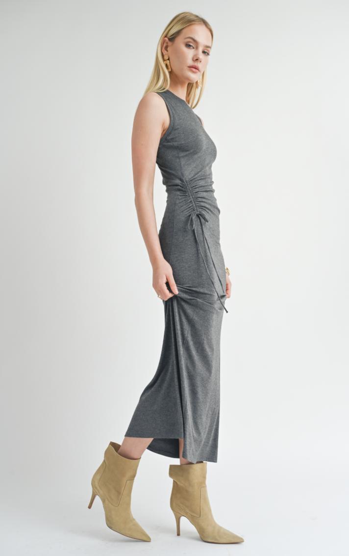 Time Alone Side Ruched Maxi Dress Product Image