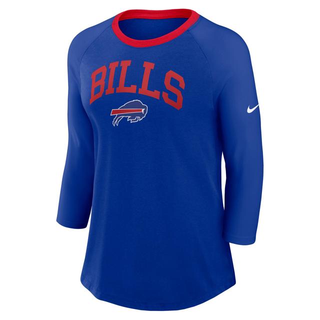 Nike Womens Royal Buffalo Bills Raglan 3/4 Sleeve T-Shirt Product Image