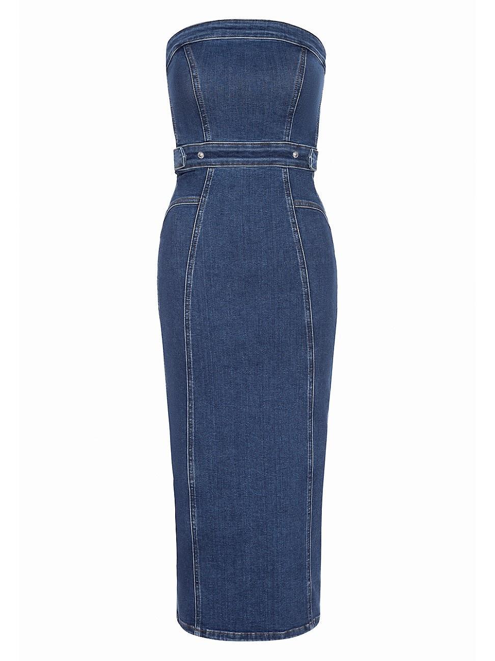 Womens Denim Tube Midi Dress Product Image