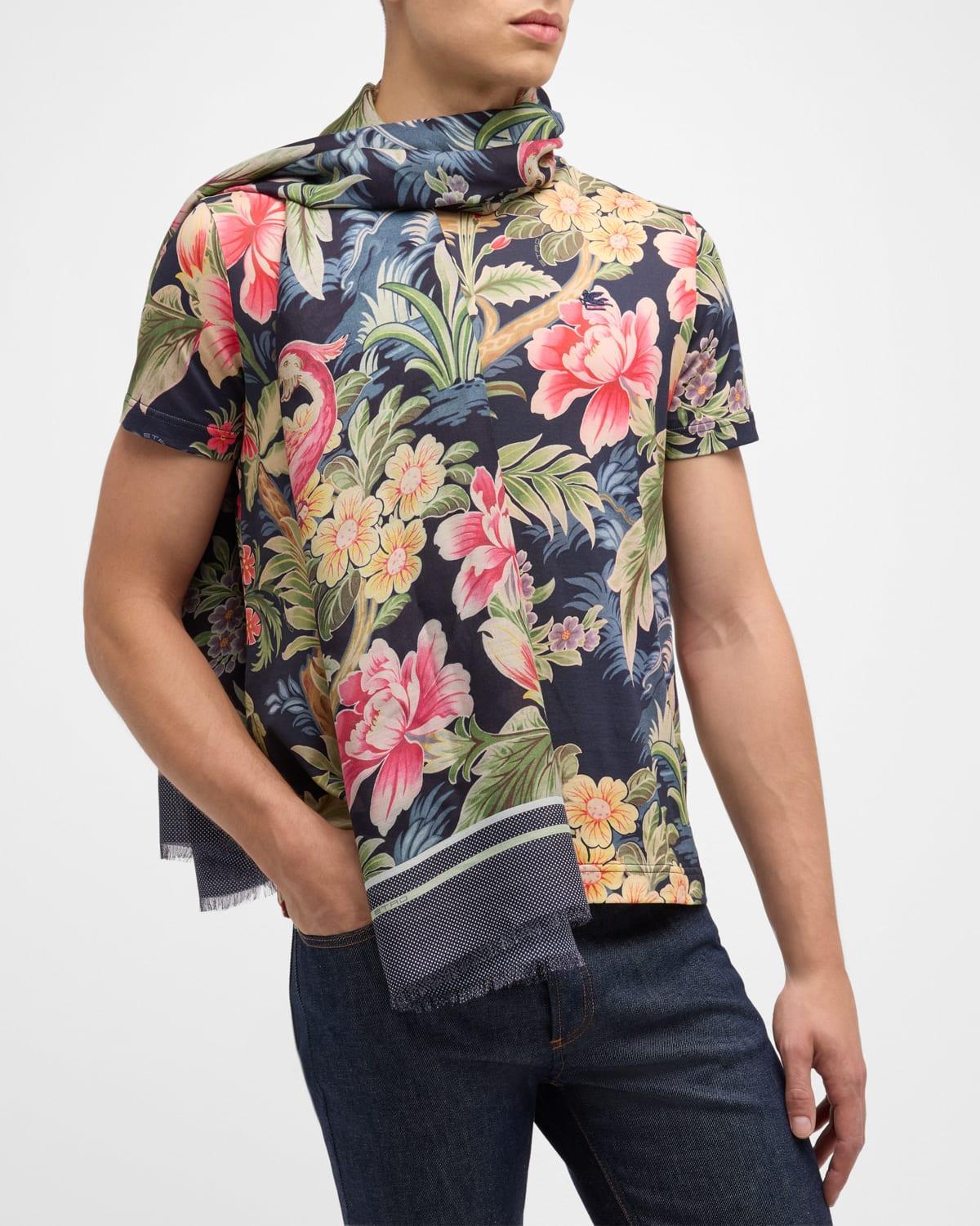 Mens Floral Modal-Silk Scarf product image