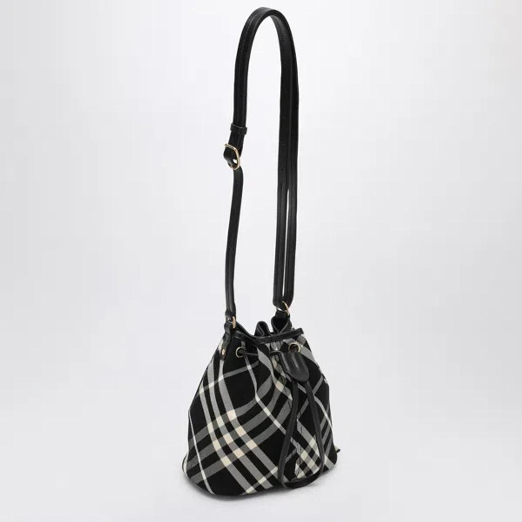 BURBERRY Black Check Clutch Shoulder Bag With Drawstring Product Image