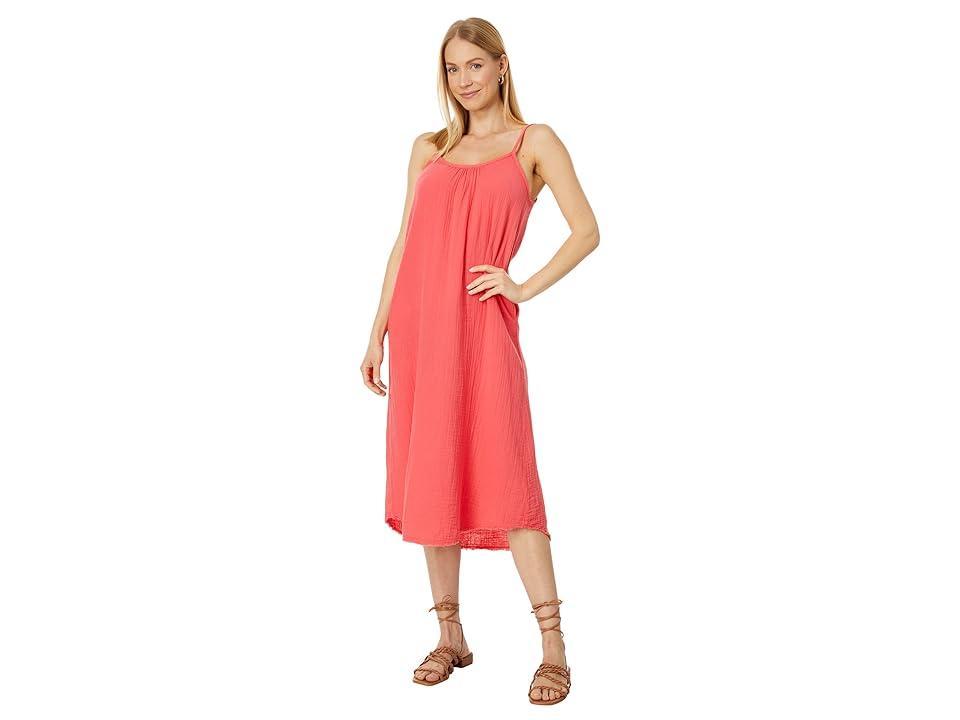 Mod-o-doc Double Layer Gauze Cami Midi Dress (Living Coral) Women's Clothing Product Image