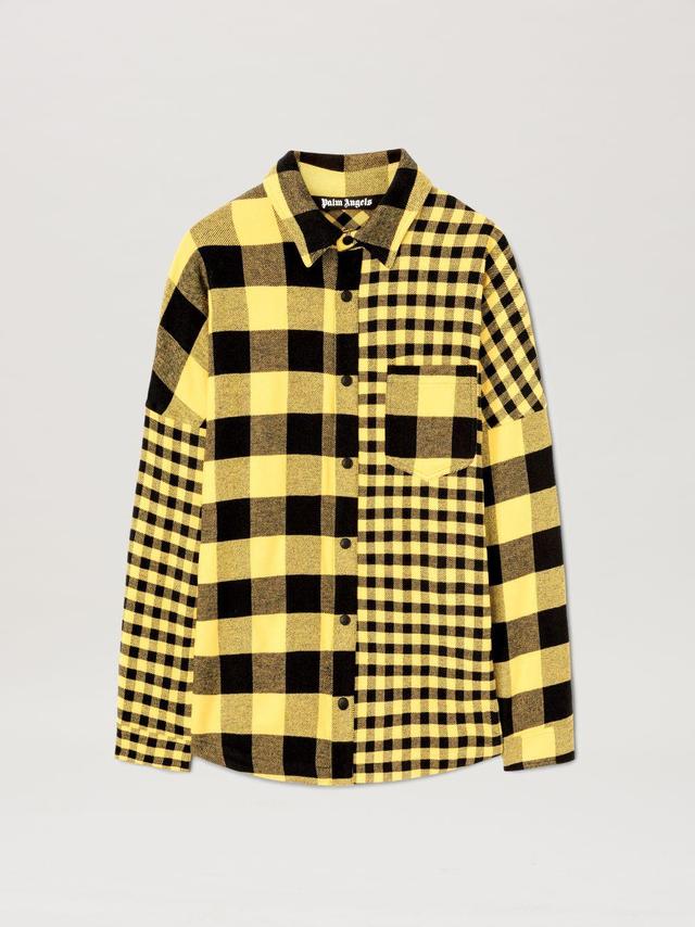 Tartan Overshirt Monogram Series in yellow  - Palm Angels® Official  Product Image