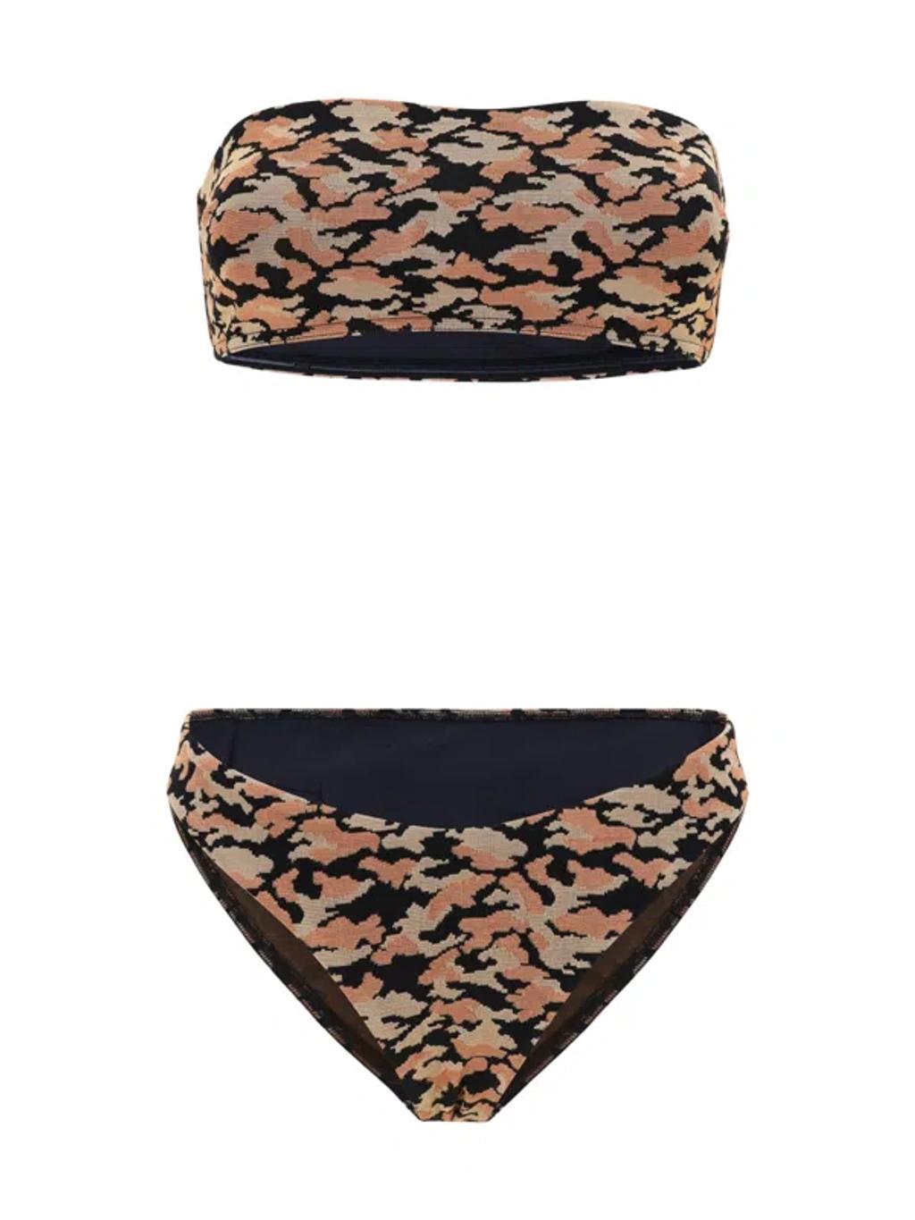 ZIMMERMANN Waverly Texture Bandeau Swimsuit In Multicolor Product Image