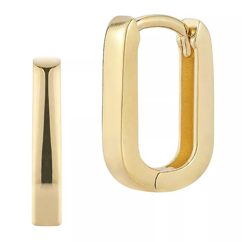 LUMINOR GOLD 14k Gold Square Tube Oval Huggie Earrings, Womens Product Image