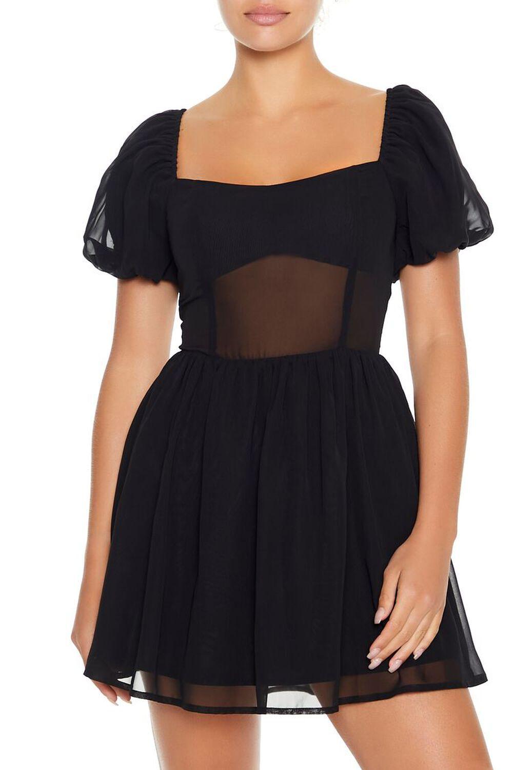 Puff-Sleeve Babydoll Mini Dress | Forever 21 Product Image