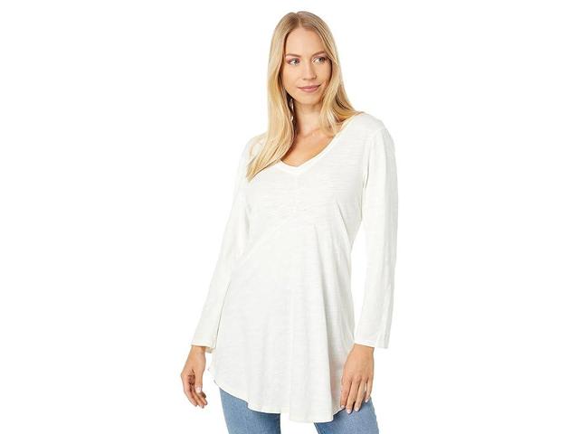 Mod-o-doc Slub Jersey 3/4 Sleeve V-Neck Tunic (Ivory) Women's Long Sleeve Pullover Product Image