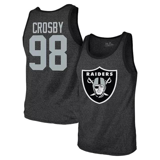 Mens Majestic Threads Maxx Crosby Las Vegas Raiders Tri-Blend Player Name & Number Tank Top Product Image