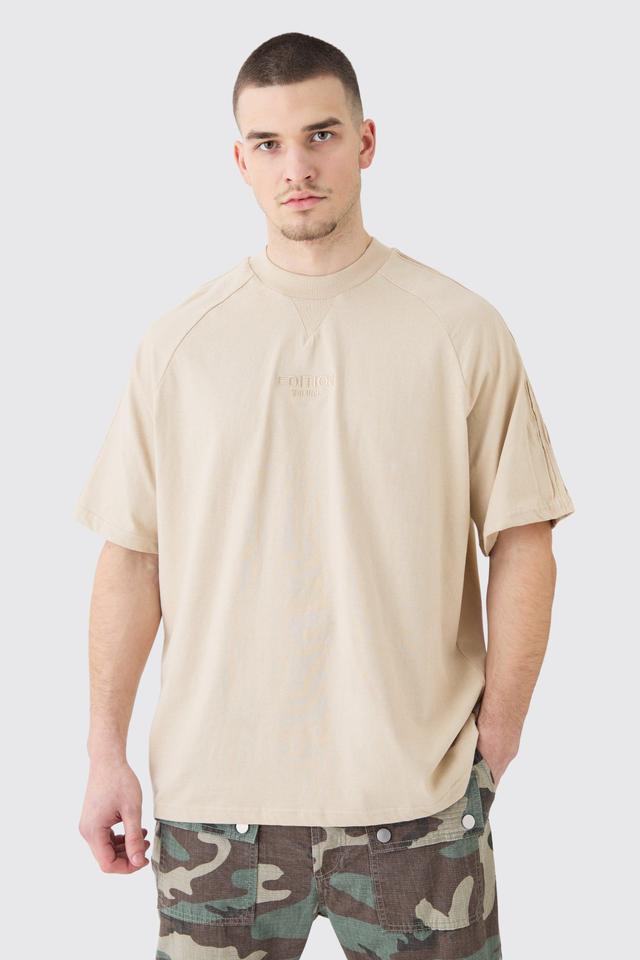 Mens Beige Tall EDITION Oversized Heavyweight Pin Tuck T-shirt, Beige Product Image