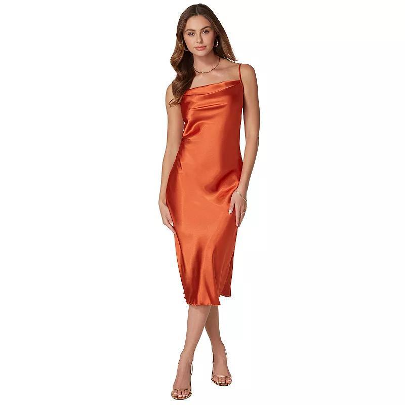 Womens bebe Satin Midi Slip Dress Product Image