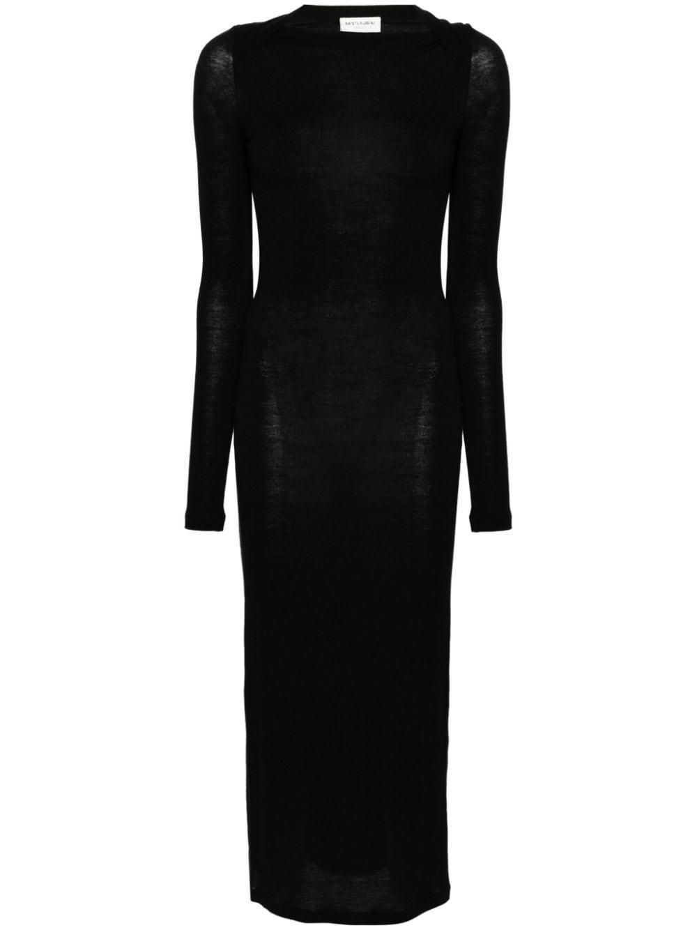 Open-back Wool, Cashmere And Silk-blend Maxi Dress In Black Product Image