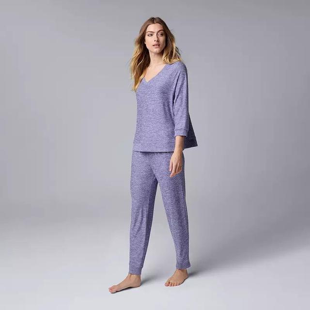 Womens Simply Vera Vera Wang 3/4 Sleeve Pajama Top & Pajama Bottoms Set Product Image