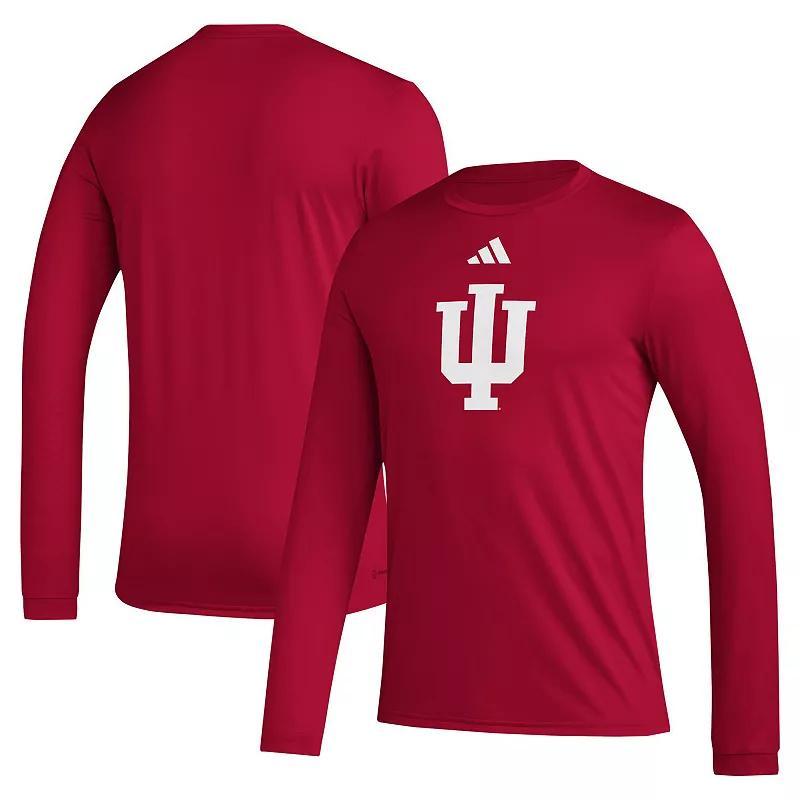 Mens adidas Crimson Indiana Hoosiers Primary Locker Logo Pre-Game Long Sleeve T-Shirt Product Image