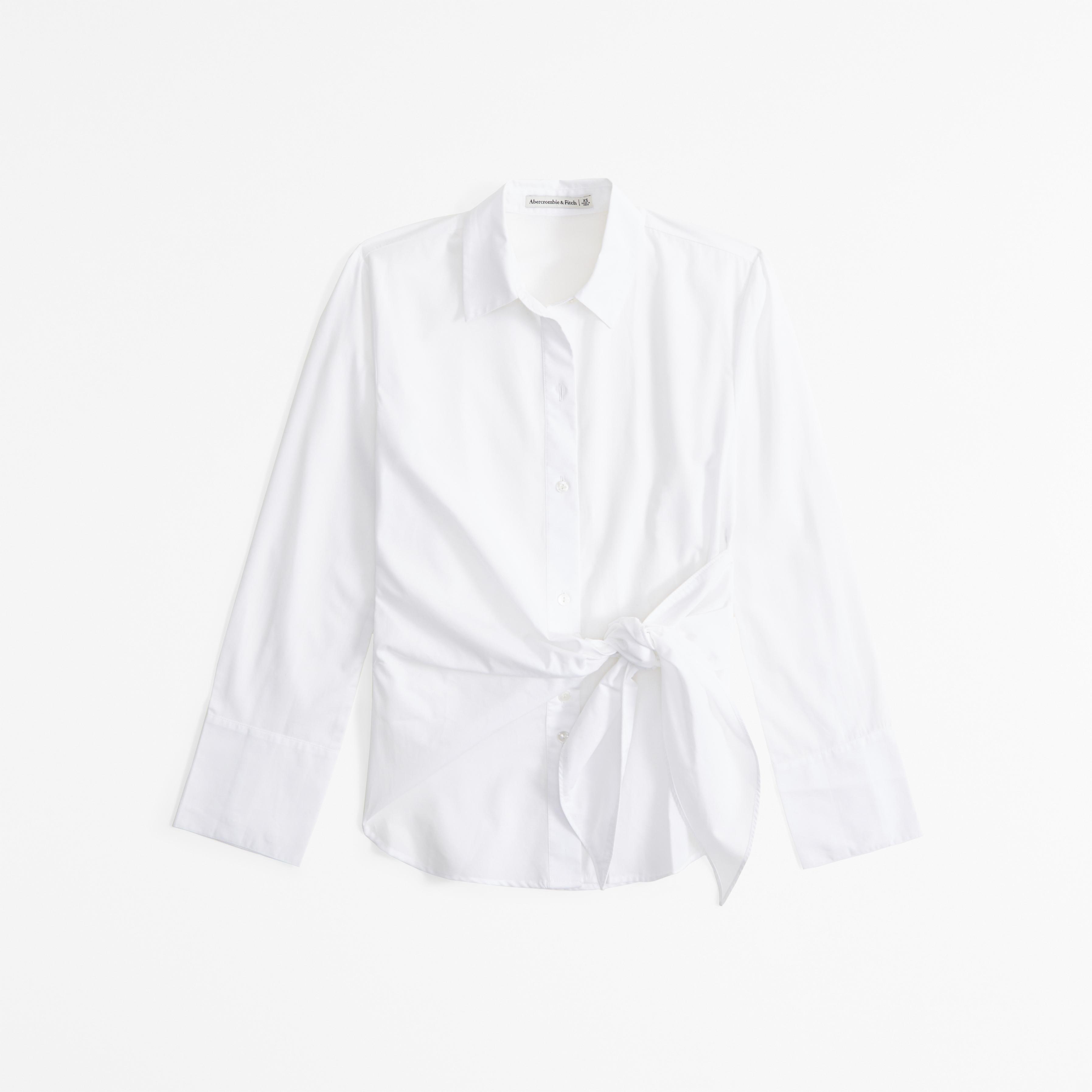 Long-Sleeve Relaxed Side-Tie Shirt Product Image