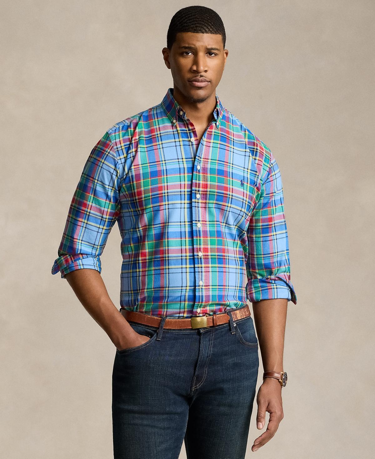 Men's Big & Tall Plaid Cotton Oxford Shirt Product Image