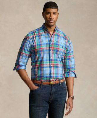 Polo Ralph Lauren Mens Big & Tall Plaid Cotton Oxford Shirt - 6343 Blue Product Image