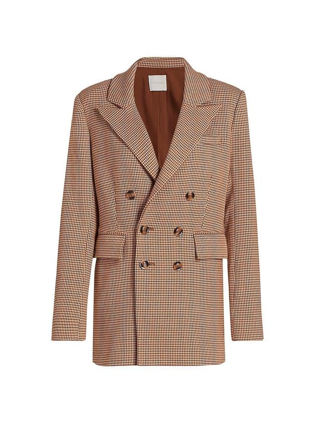 Womens Phoebe Houndstooth Double-Breasted Blazer Product Image