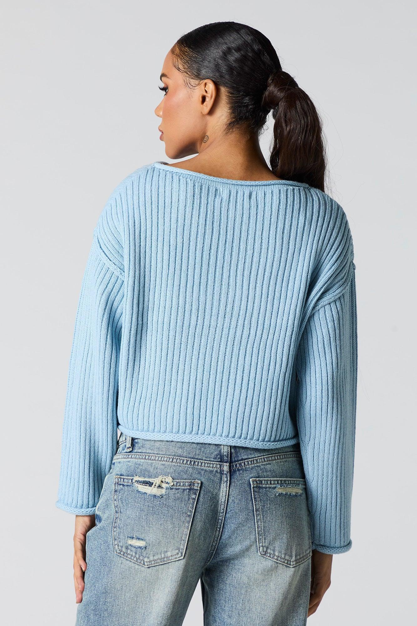 Ribbed Knit Boat Neck Sweater Female Product Image