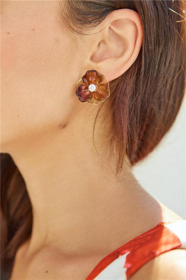 18k Gold Plated Wildflowers Earrings Gold Product Image