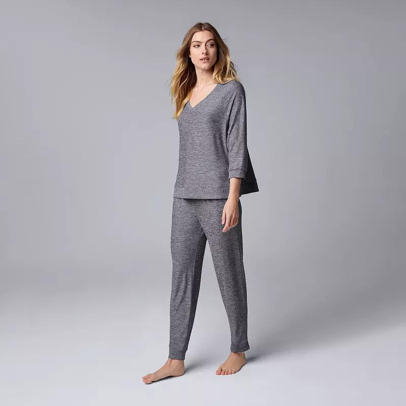 Womens Simply Vera Vera Wang 3/4 Sleeve Pajama Top & Pajama Bottoms Set Product Image