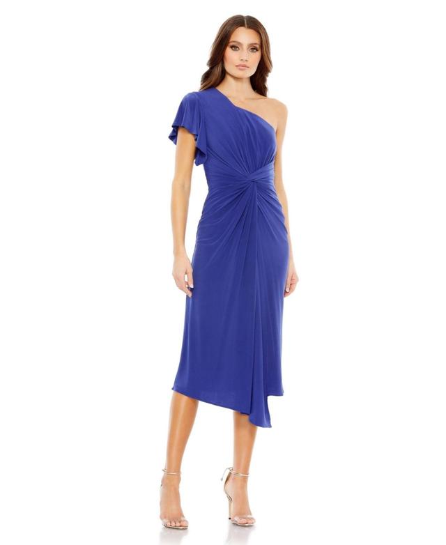 Mac Duggal Womens One Shoulder Midi Length Jersey Dress Product Image