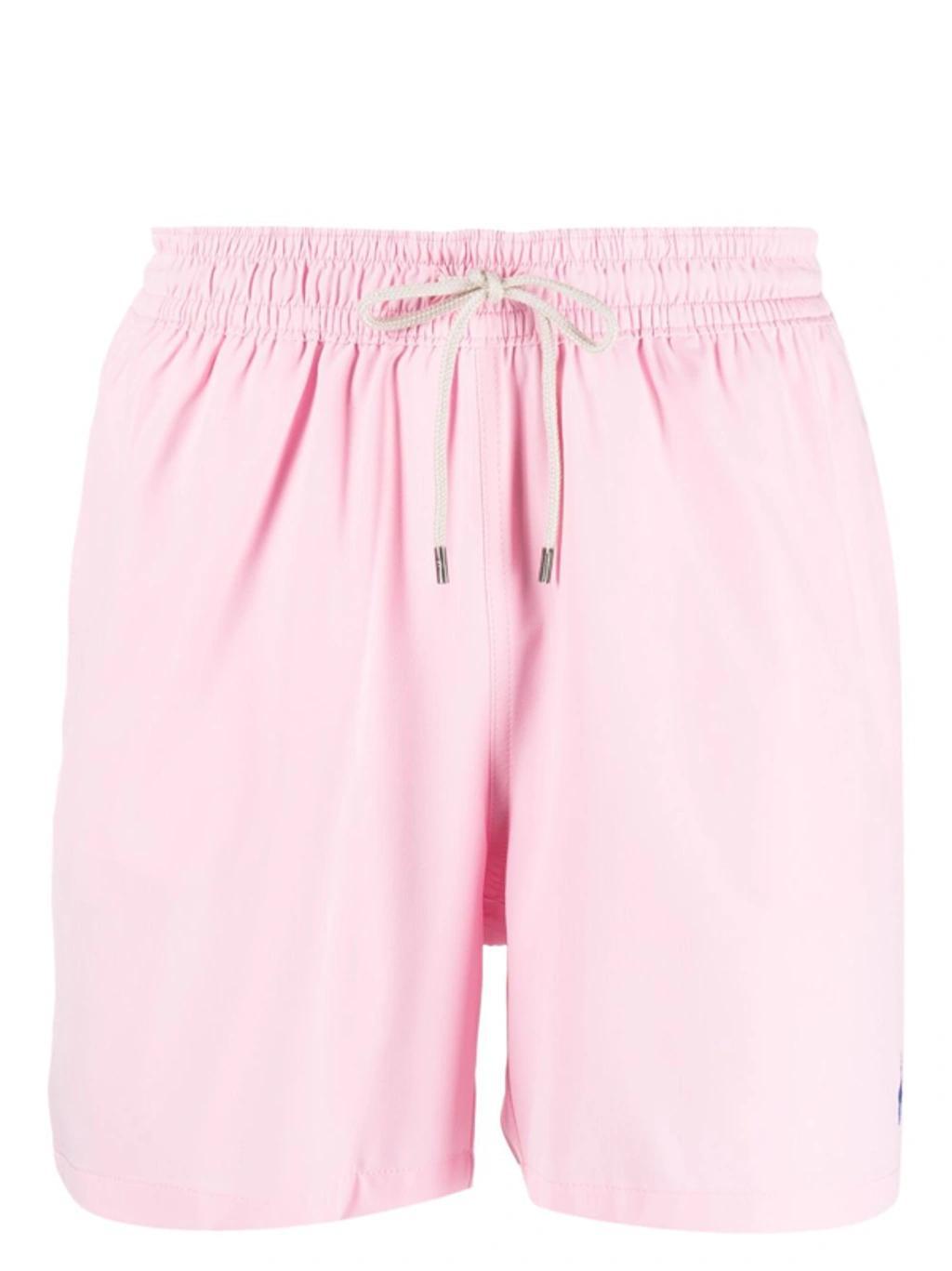 POLO RALPH LAUREN Pink Embroidered Swim Shorts Product Image