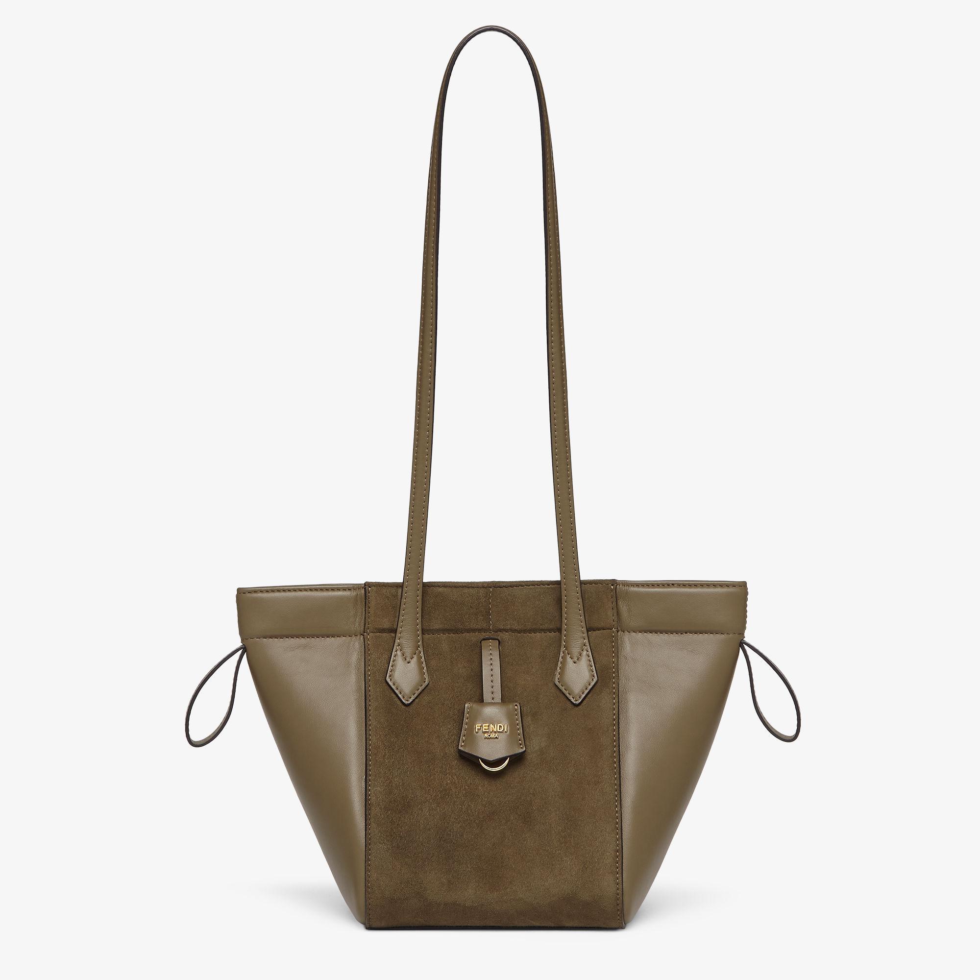 Fendi Origami MiniTransformable army green suede and leather mini-bag Product Image